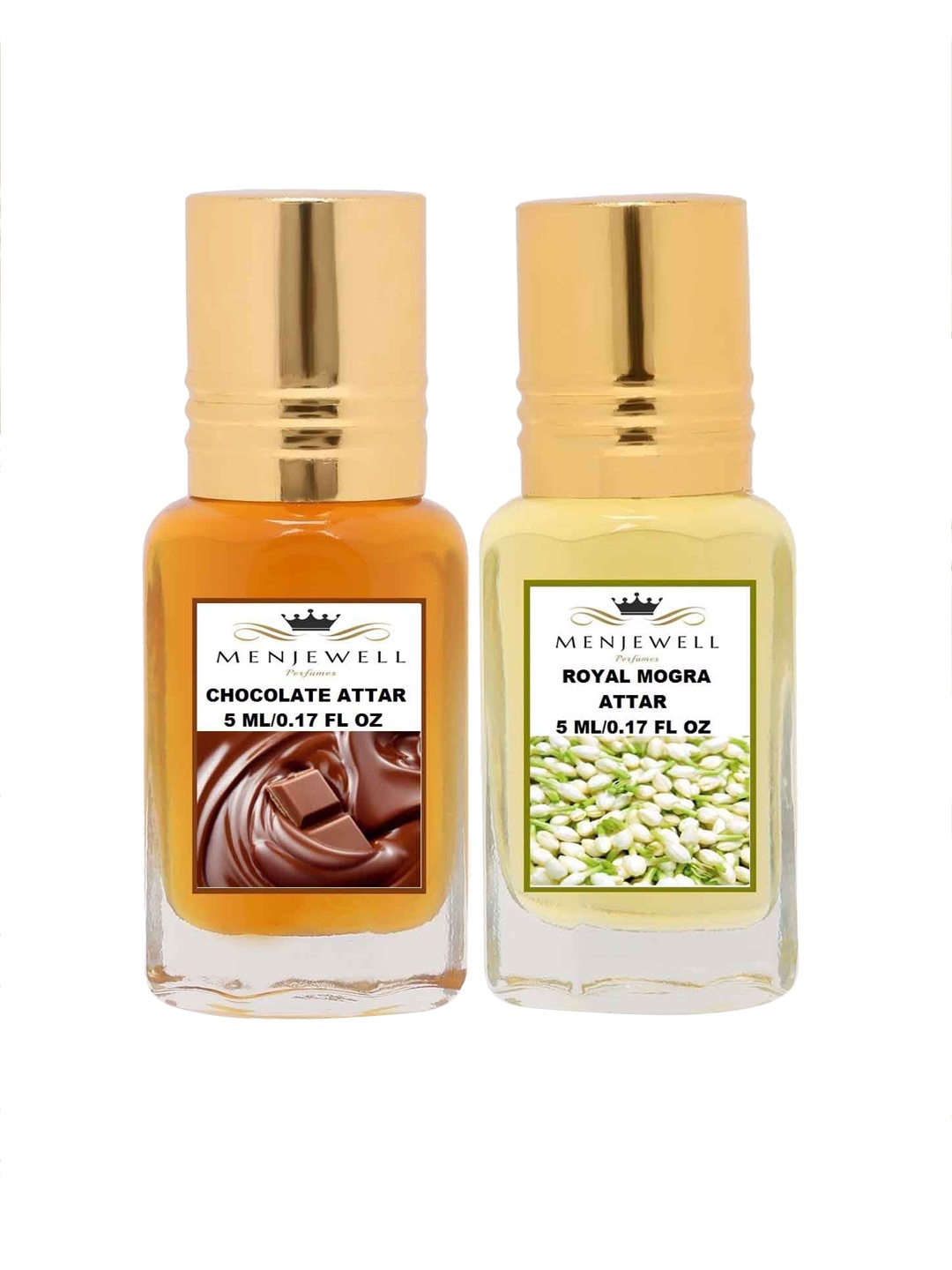 

Menjewell Unisex Chocolate Royal Mogra Attar Combo Pack 10 ml, Transparent