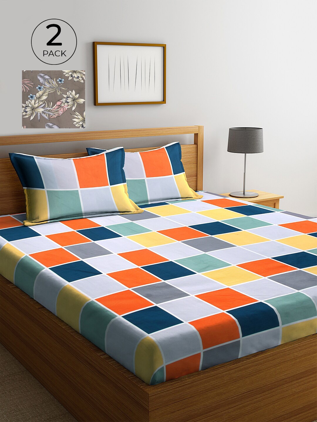 

KLOTTHE 210 TC 2 King Bedsheet with 4 Pillow Covers, Orange