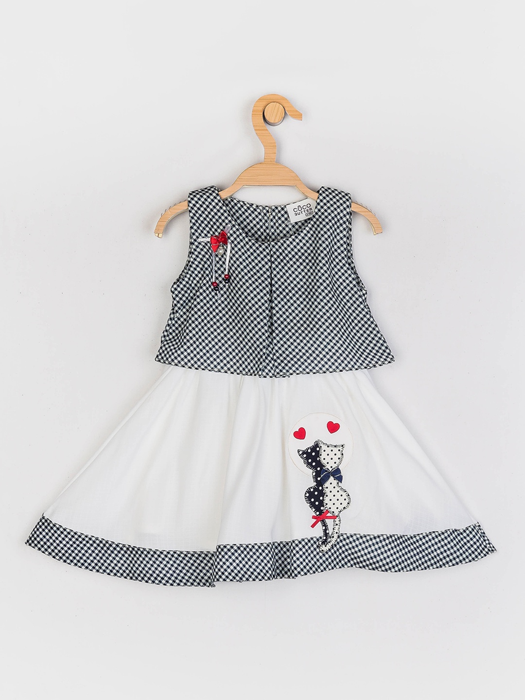 

Peppermint Girls Blue & White Checked Applique Dress