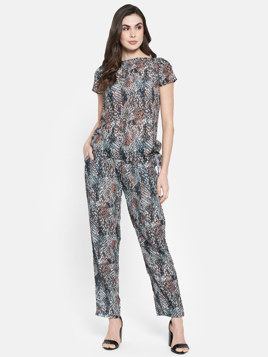 

Monte Carlo Black & White Printed Two-Piece jumpsuit