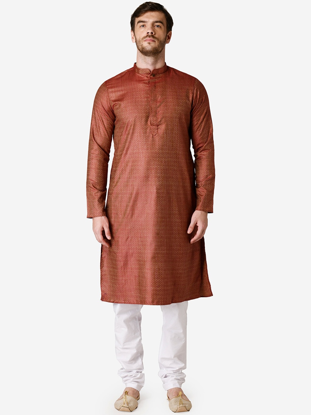 

TABARD Men Rust Jacquard Printed Kurta