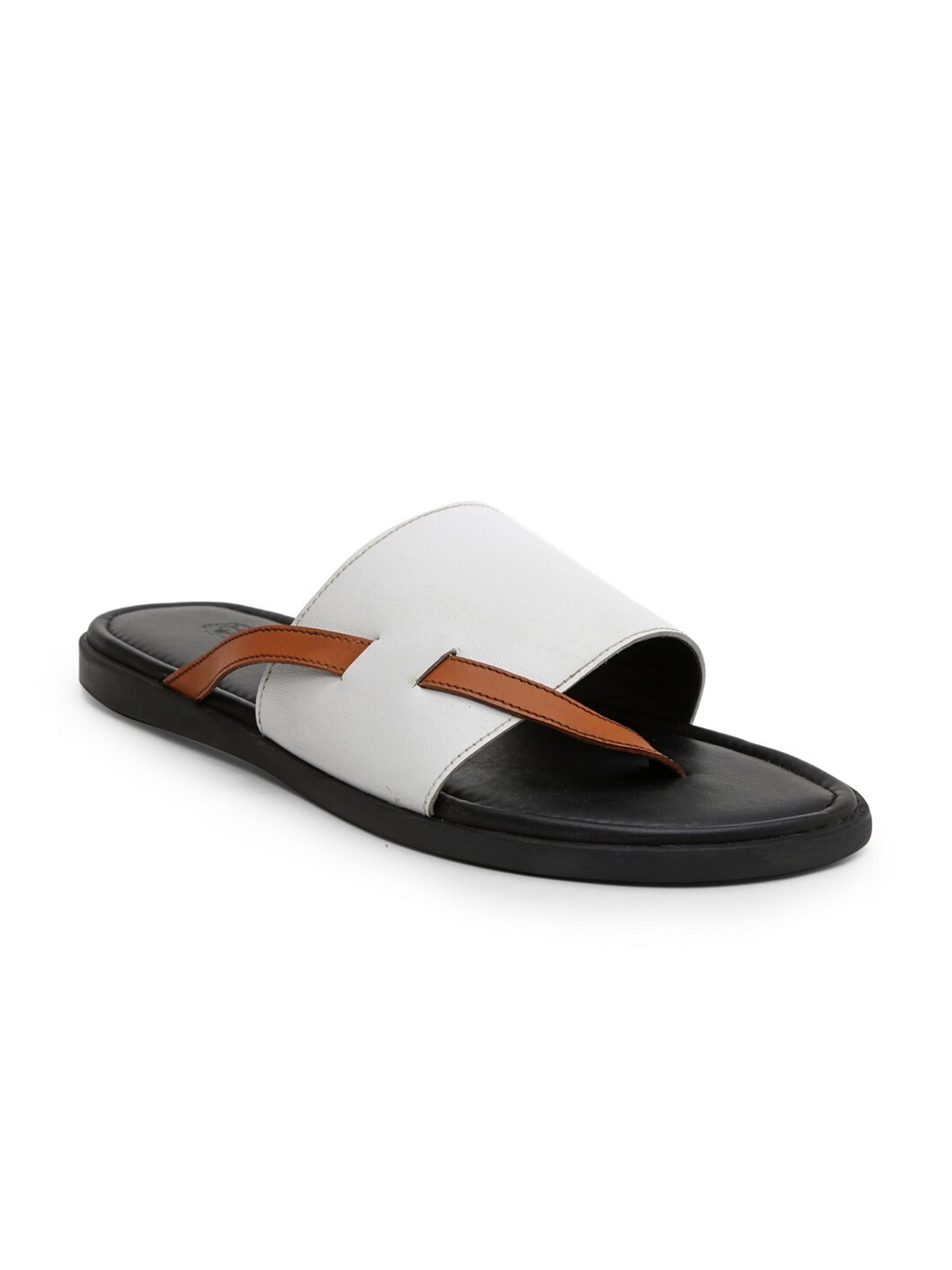 

BEAVER Men White & Brown Ethnic Leather Comfort Sandals