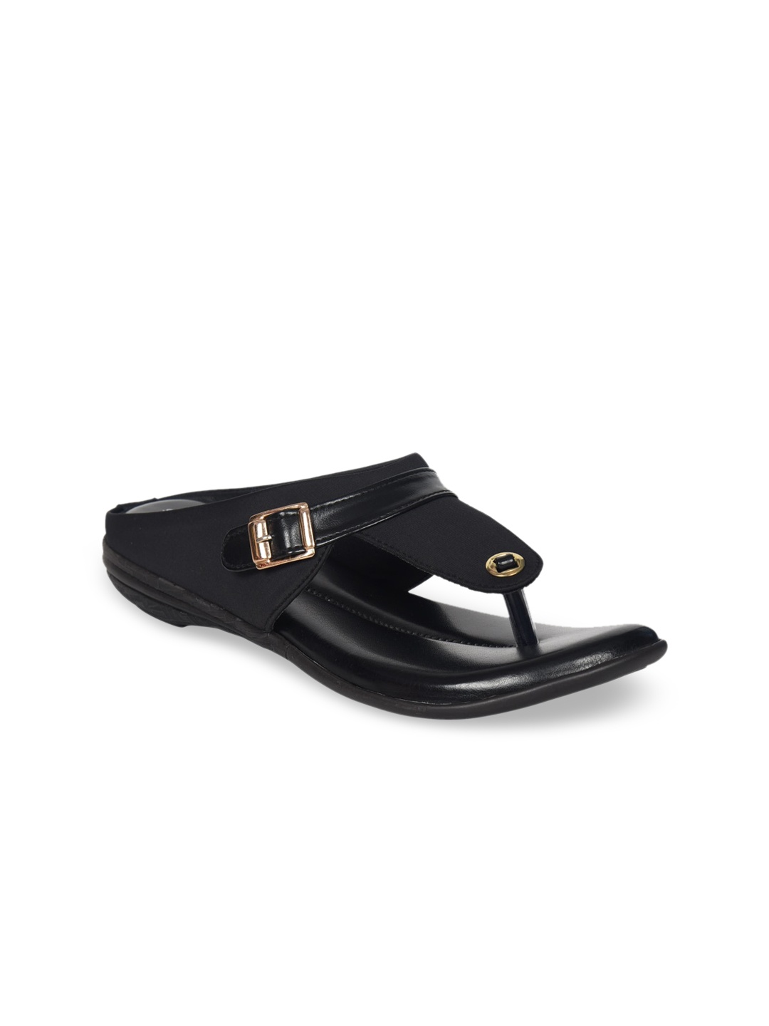 

Ajanta Black Wedge Sandals with Buckles
