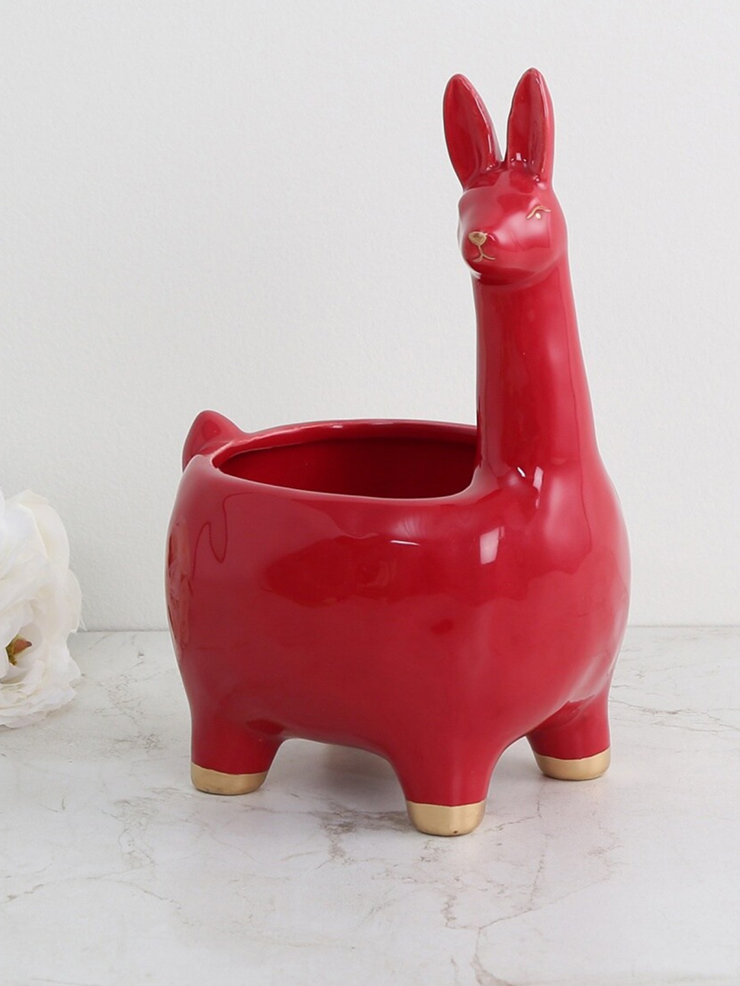 

Home Centre Red Valencia Deer-Shaped Planter
