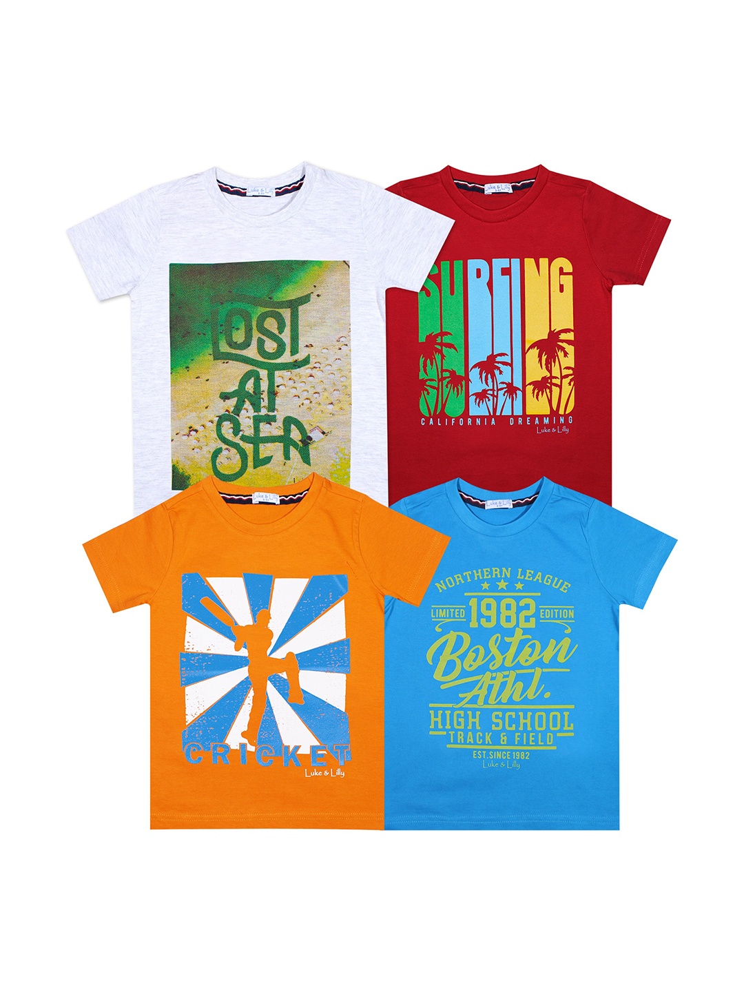 Luke & Lilly Boys Multi Typography 4 Printed T-shirt