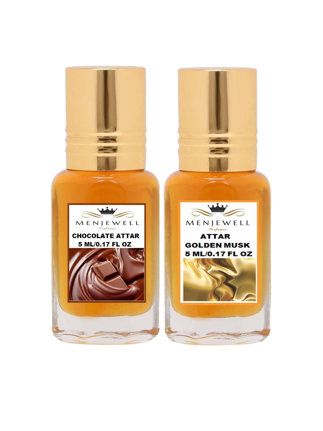 

Menjewell Set of Chocolate & Golden Musk Attars, Transparent