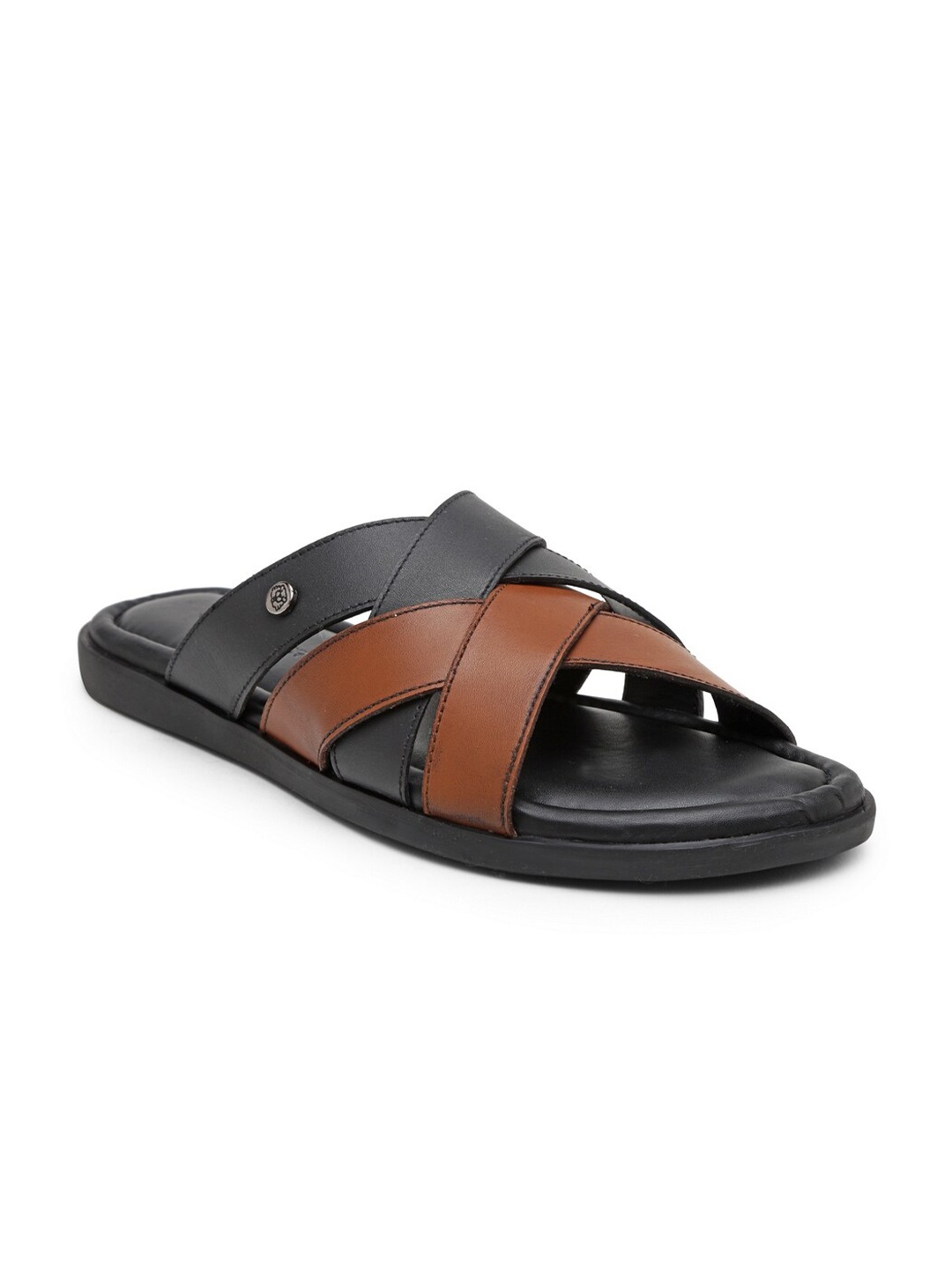 

BEAVER Men Black & Tan Leather Comfort Sandals