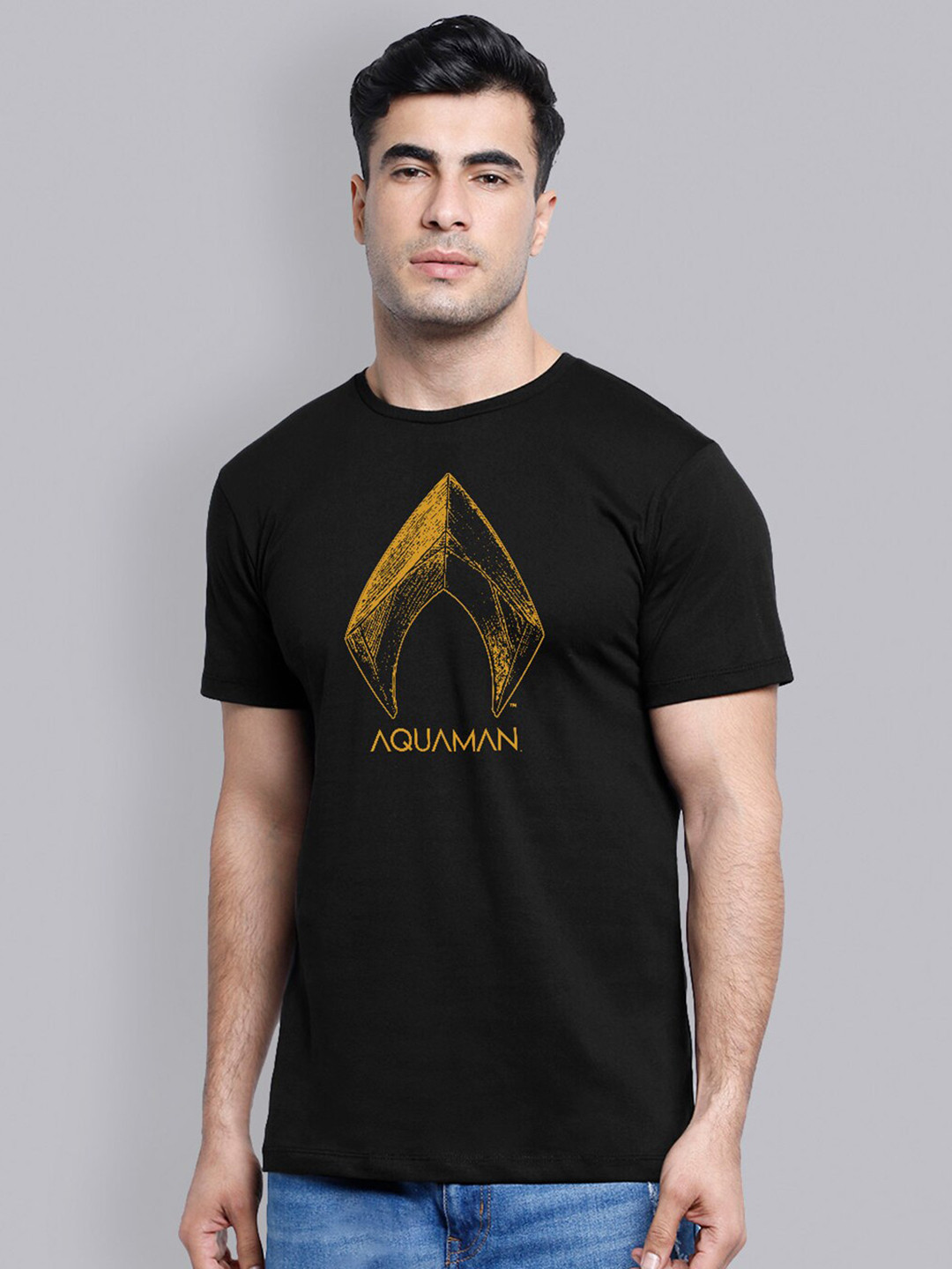 

Free Authority Men Black Aquaman Printed T-shirt