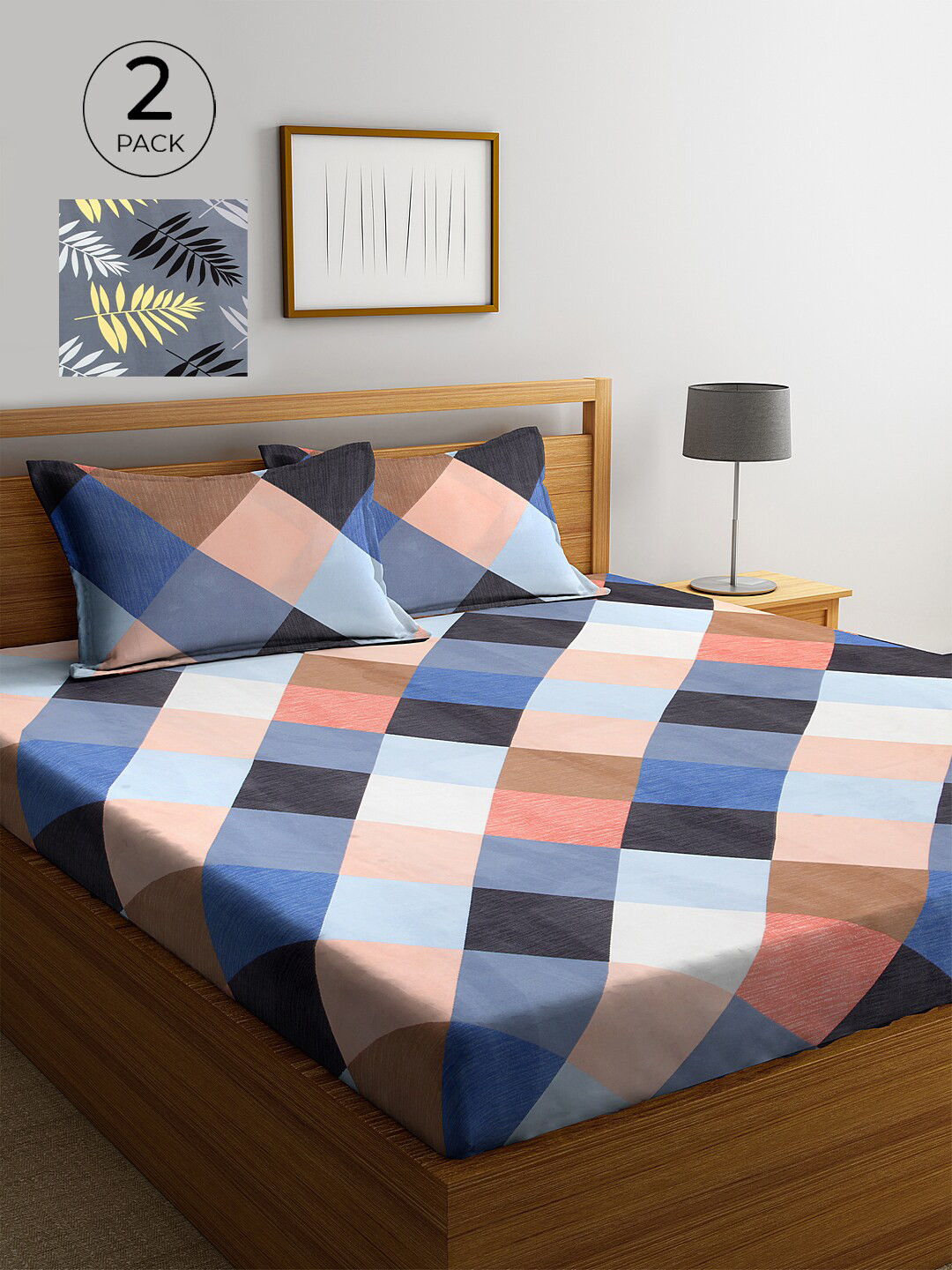 

KLOTTHE Grey & White Floral 210 TC 2 King Bedsheet with 4 Pillow Covers