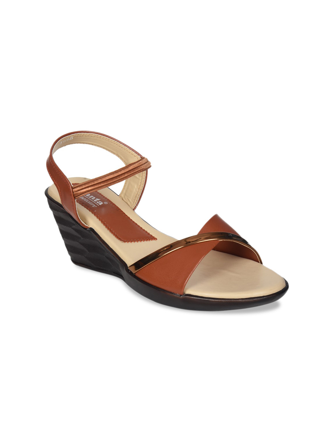 

Ajanta Brown Colourblocked Wedge Sandals