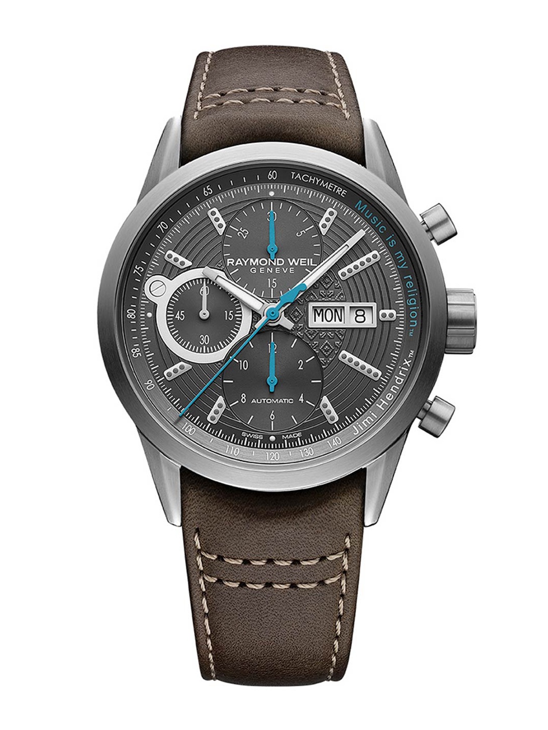 

Raymond Weil Men Grey Dial & Brown Straps Analogue Motion Powered Watch 7730-STC-JHDX1