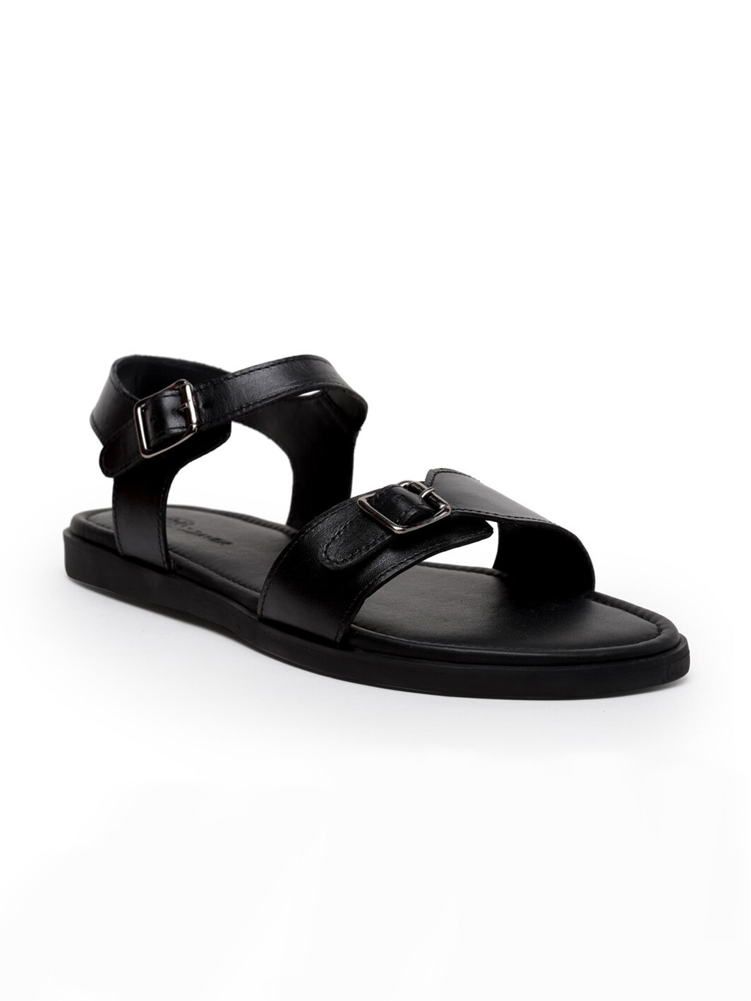 

BEAVER Men Black Leather Comfort Sandals