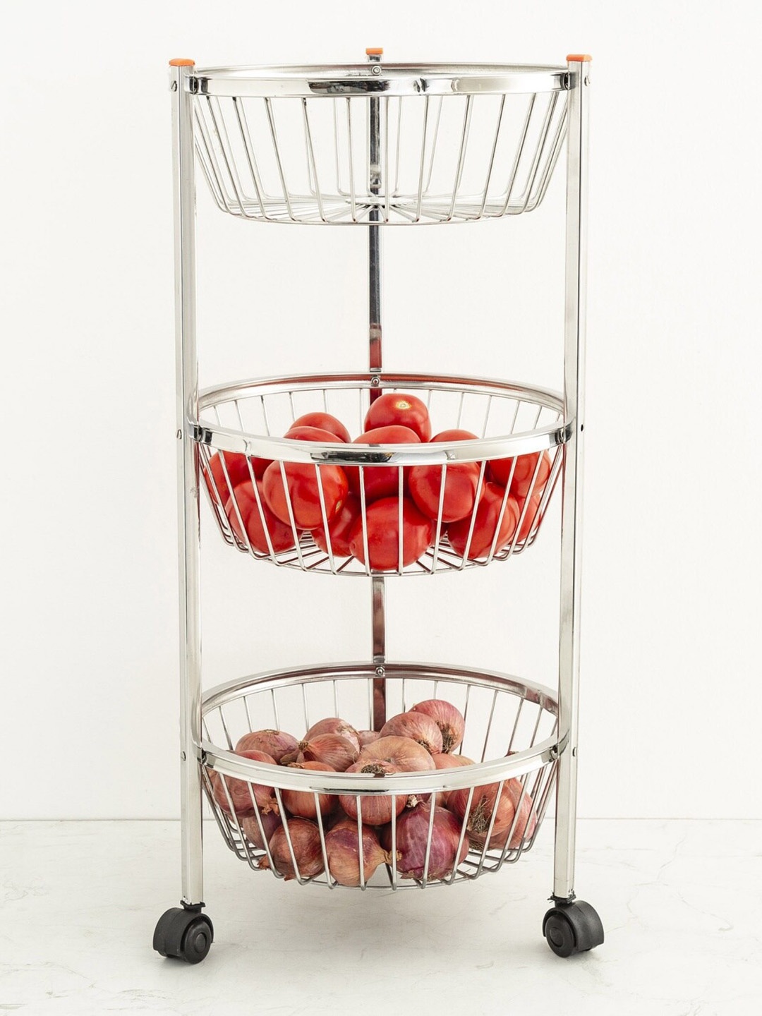 

Home Centre Silver-Toned Corsica 3-tier Multipurpose Round Kitchen Trolley