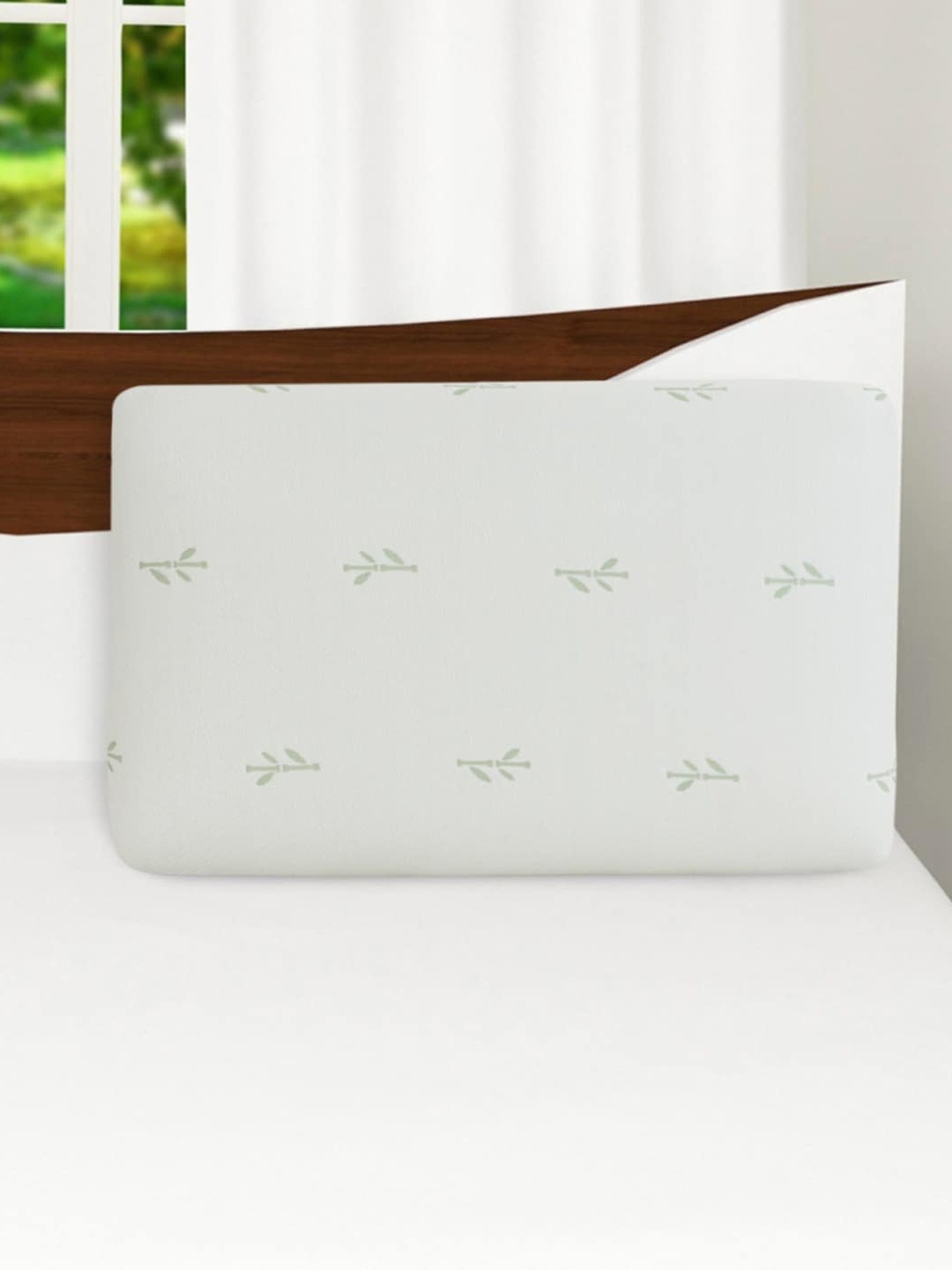 

Homecentre White & Green Printed Healthy Living Anti-Bacterial Memory Foam Pillow