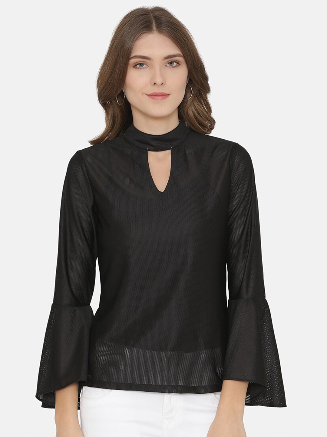 

Yaadleen Black Crepe Regular Top
