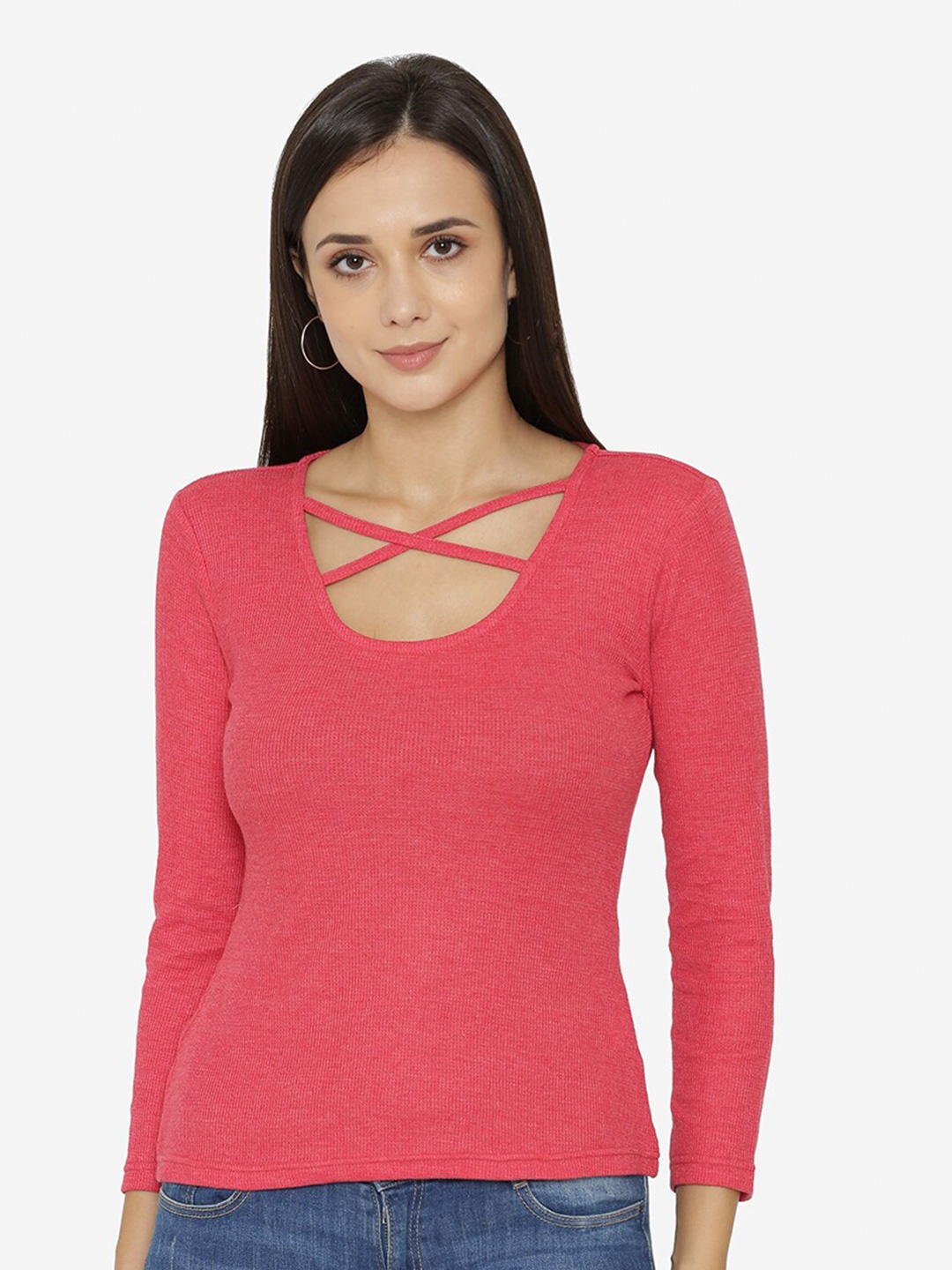 

Yaadleen Red Regular Top
