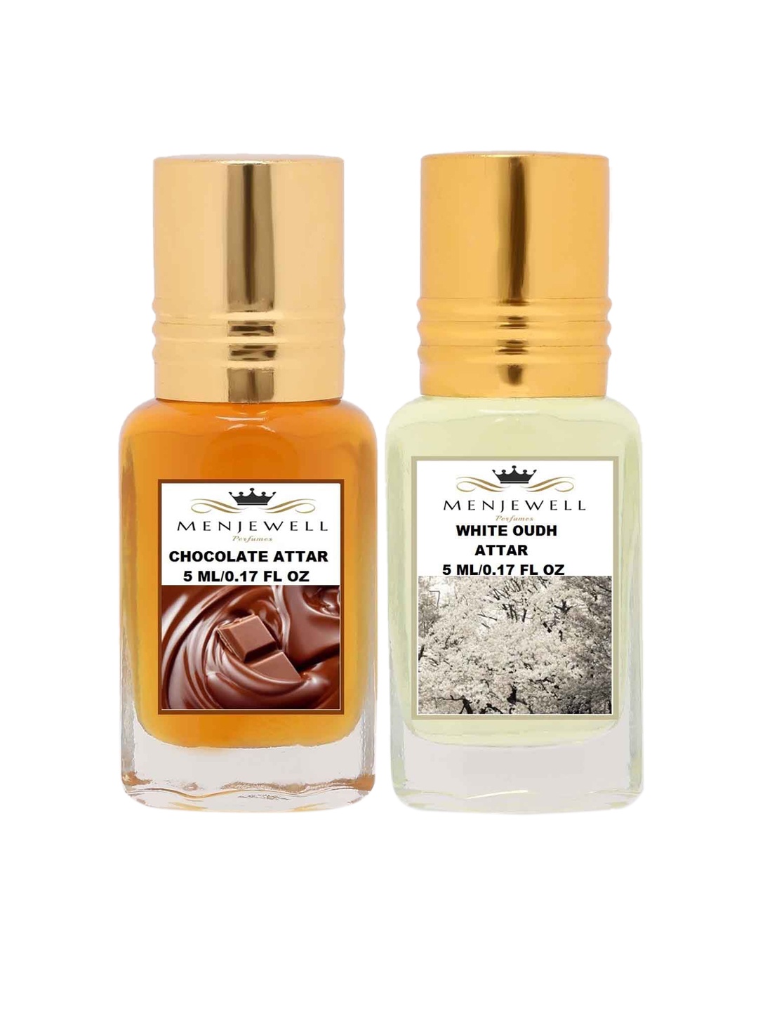 

Menjewell Set of Chocolate & White Oudh Attars, Transparent