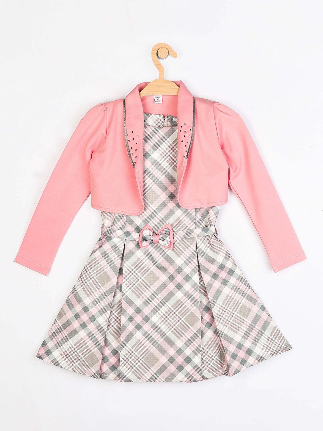 

Peppermint Girls Grey & Pink Checked Satin Dress