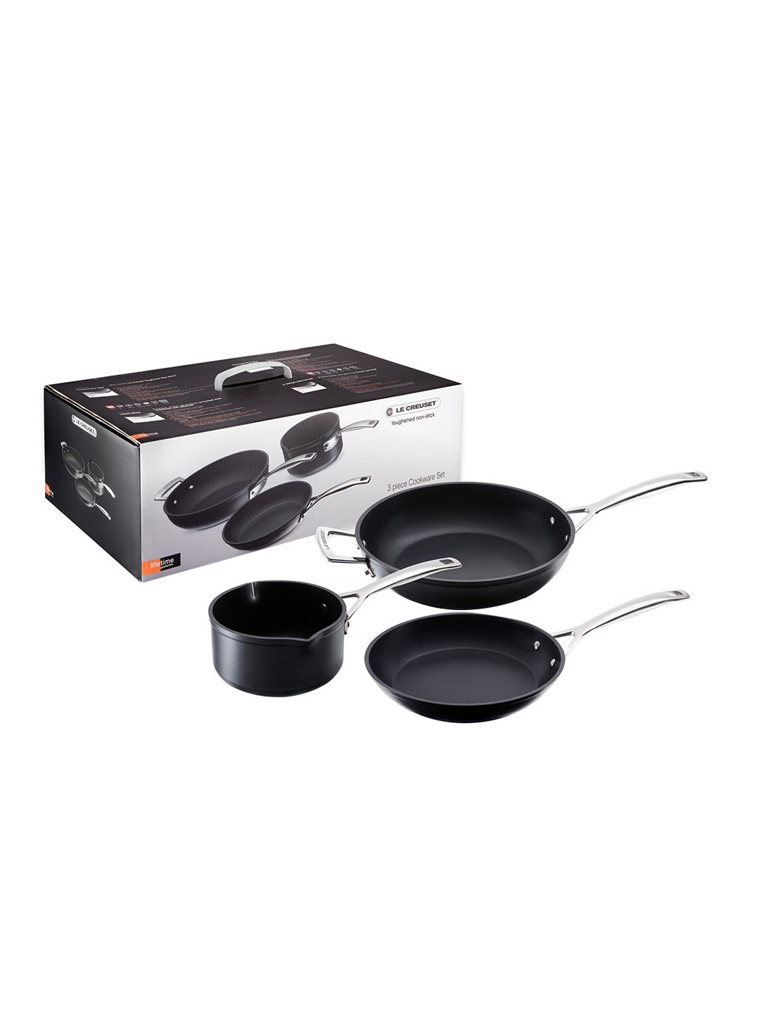 

LE CREUSET Set Of 3 Black & Silver-Toned Cookware Set