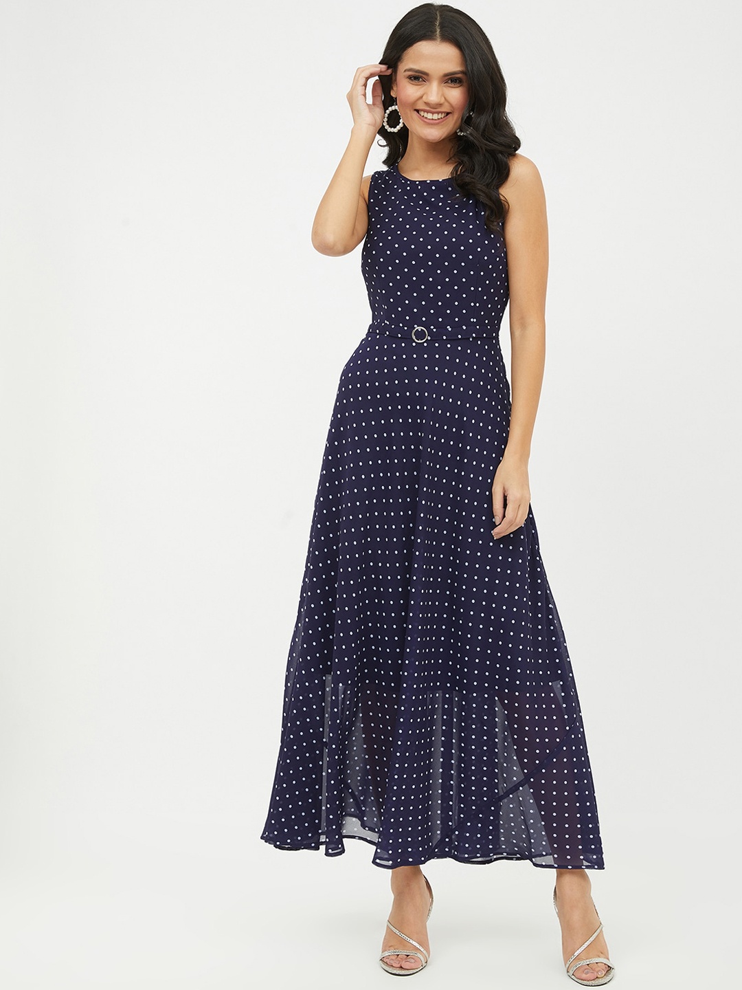 

Harpa Navy Blue Georgette Maxi Dress
