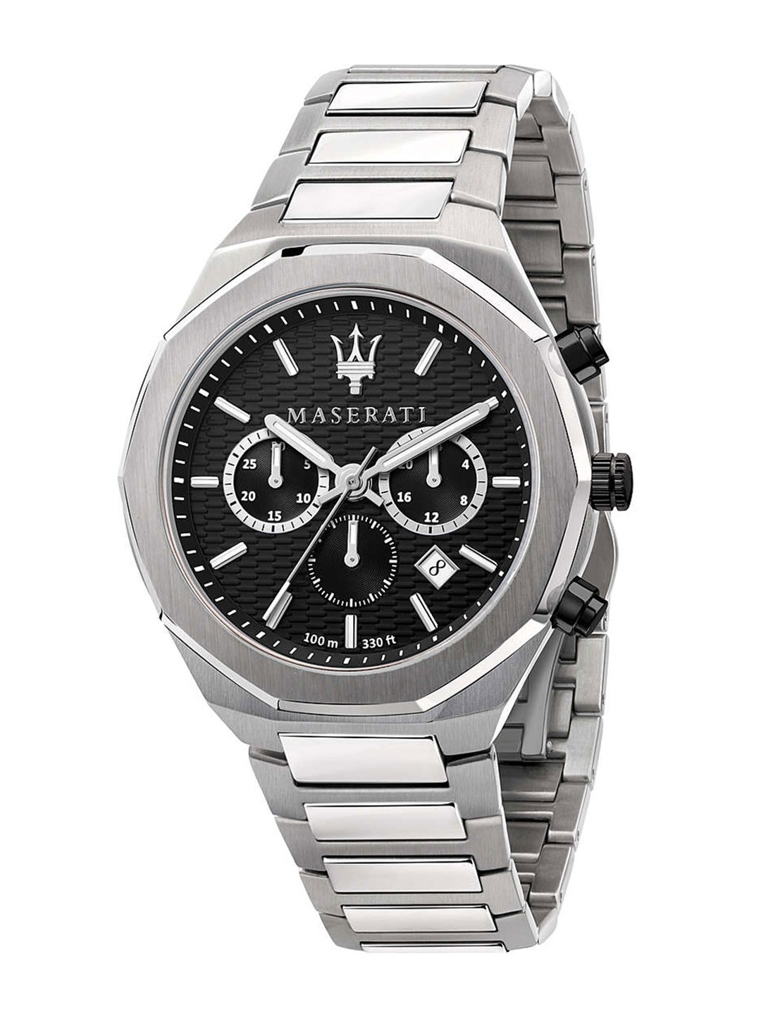 

Maserati Men Black Dial & Silver Toned Stainless Steel Analogue Watch R8873642004