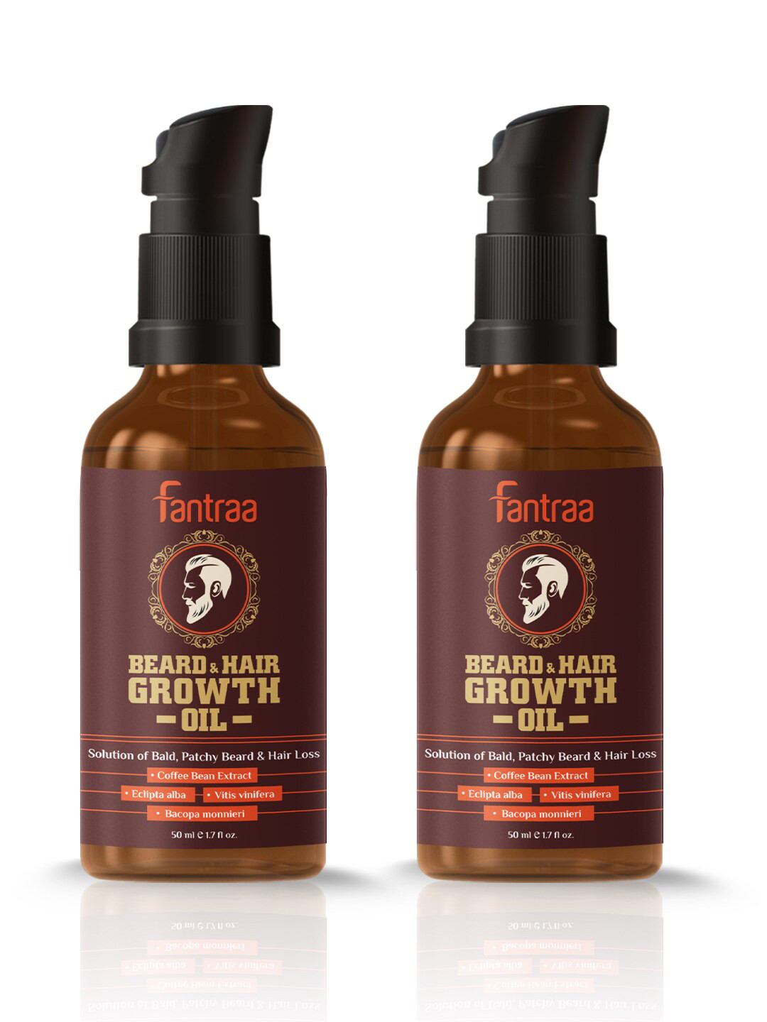 

Fantraa Set of 2 Beard and Hair Growth Oil, Coffee brown