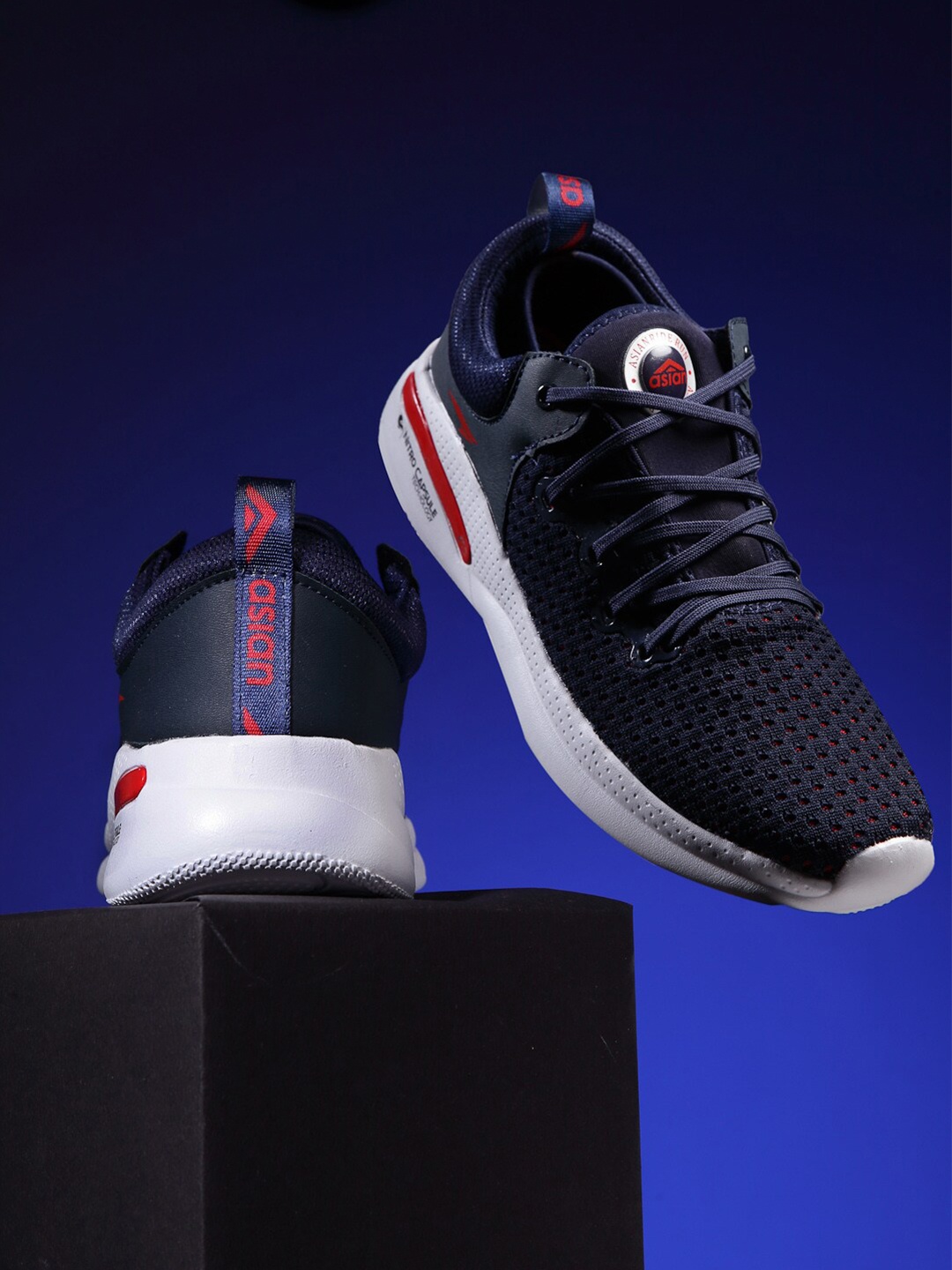 ASIAN Men Navy Blue Textile Running Shoes