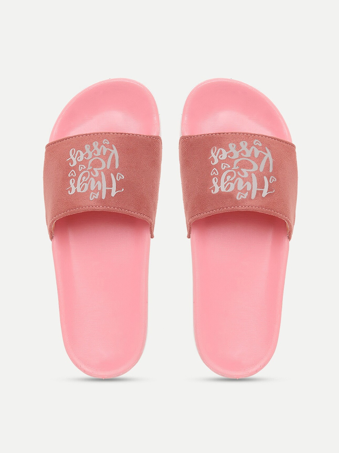 

FREECO Women Pink & White Printed Sliders