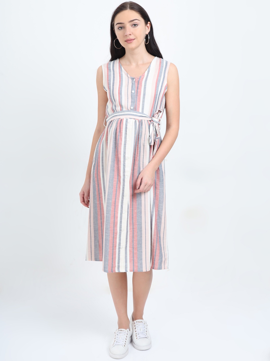 

The Mom Store Maternity Multi Striped Midi Dress