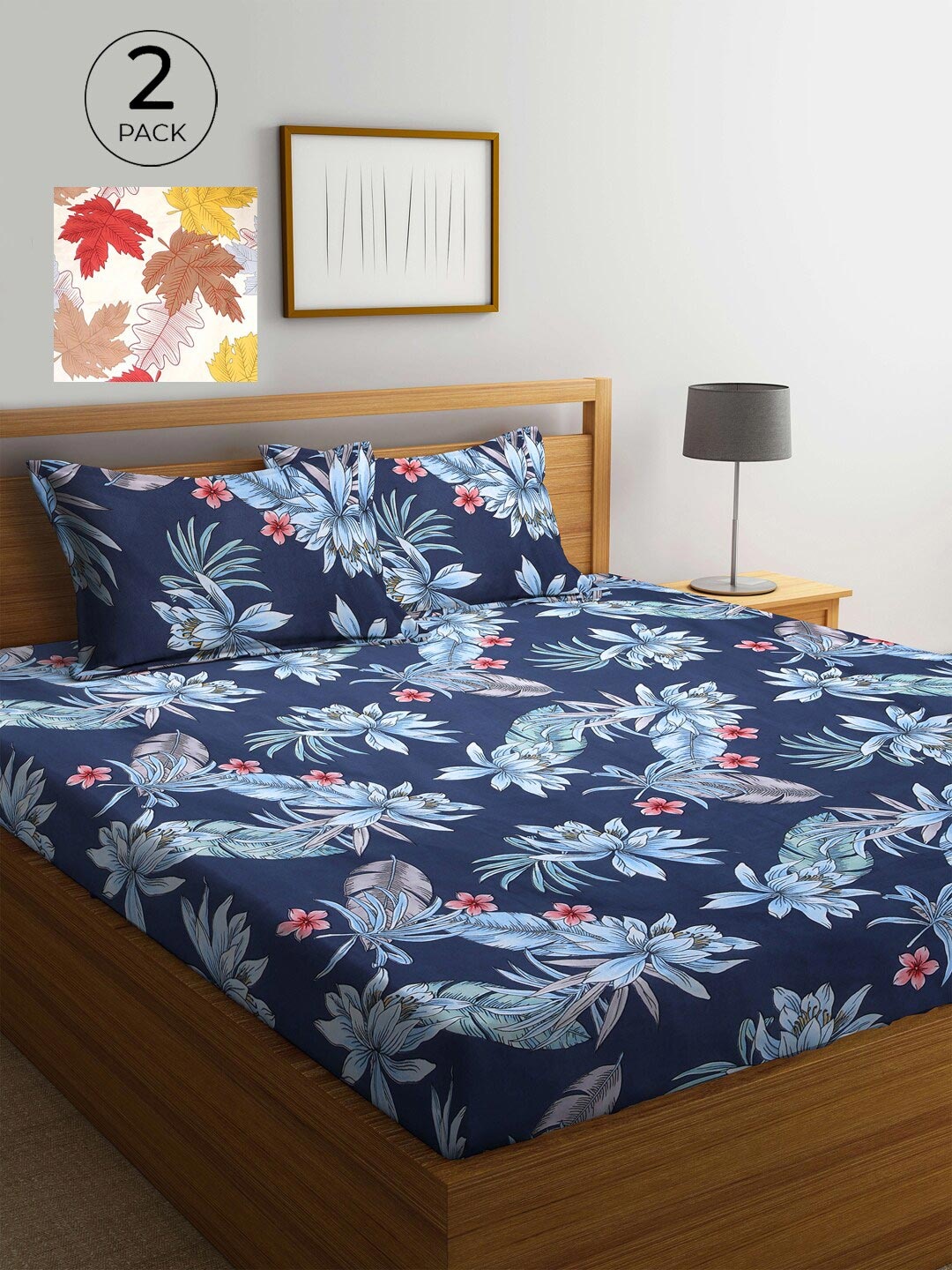 

KLOTTHE Multicoloured Floral 210 TC 2 King Bedsheet with 4 Pillow Covers, Multi
