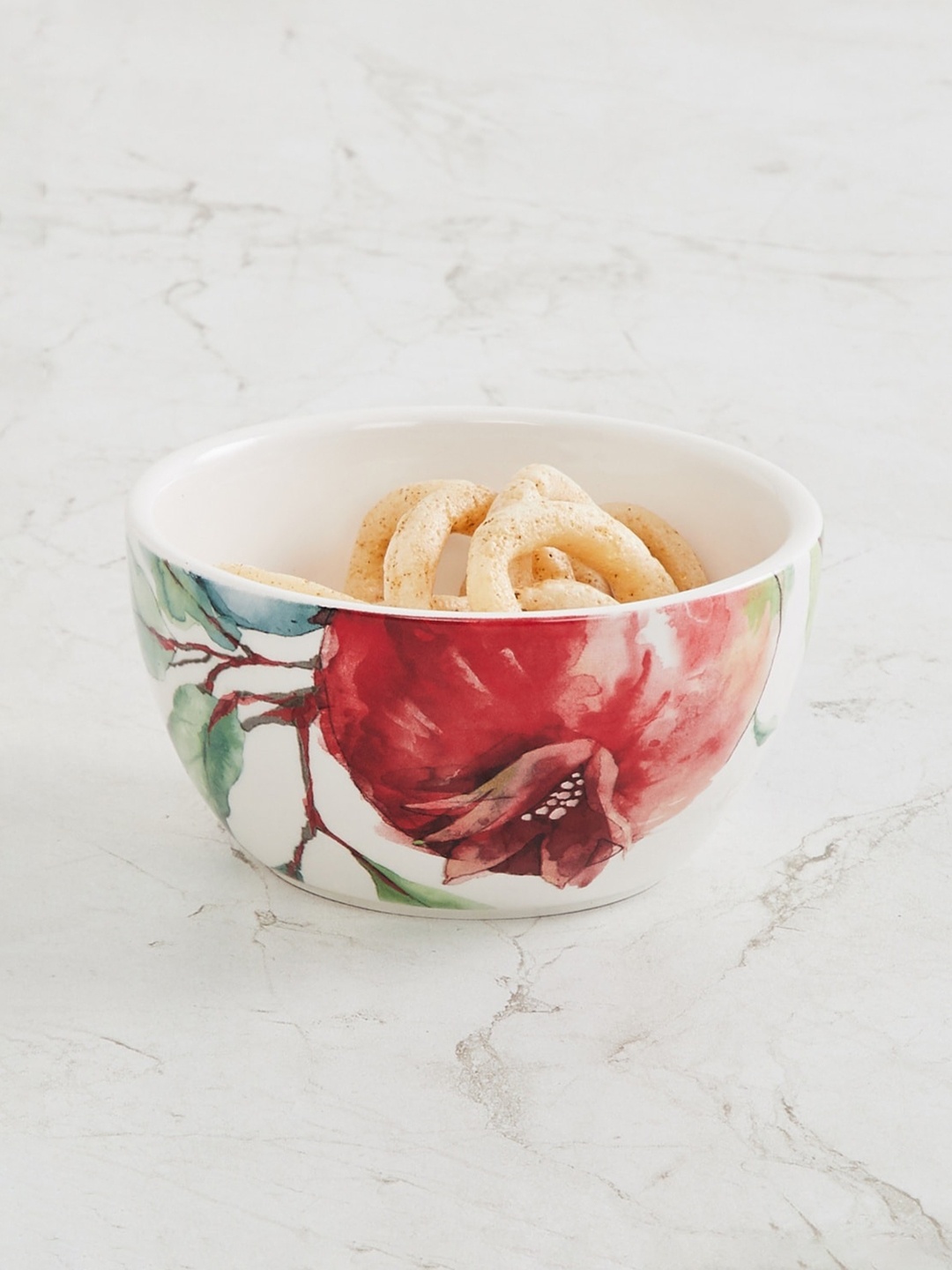 

Home Centre White & Red Maris Pomegranate Printed Ceramic Bowl