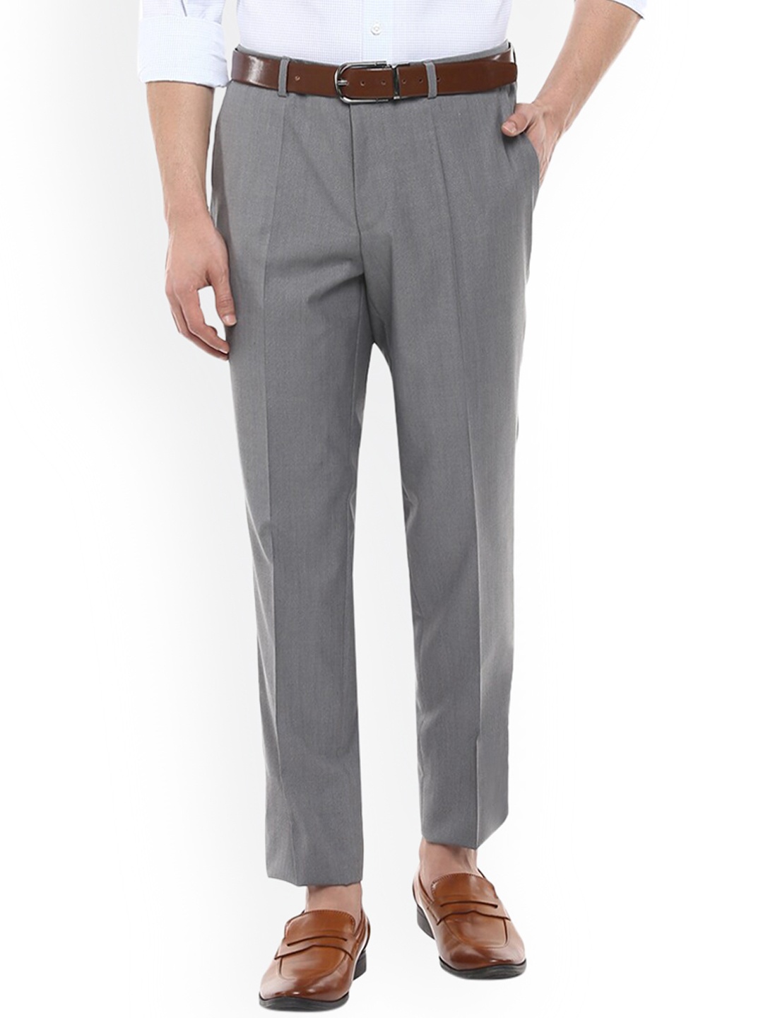 

HUGO Men Grey Solid Regular Trousers
