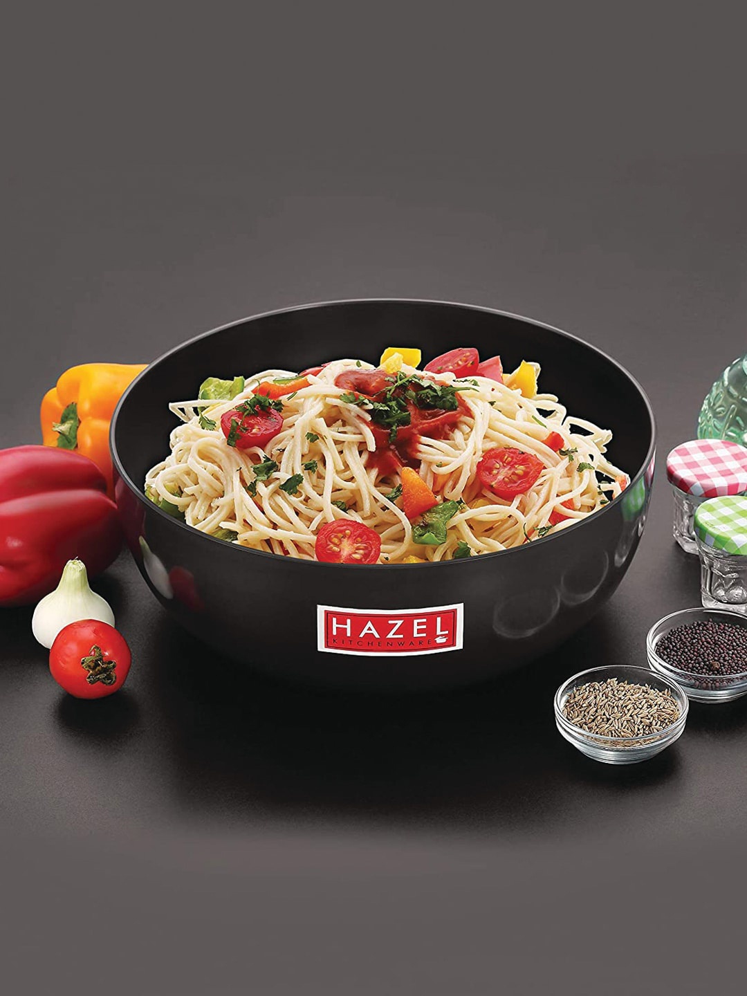 

HAZEL Black Solid Hard Anodised Deep Aluminium Deep Frying Tasla Kadhai