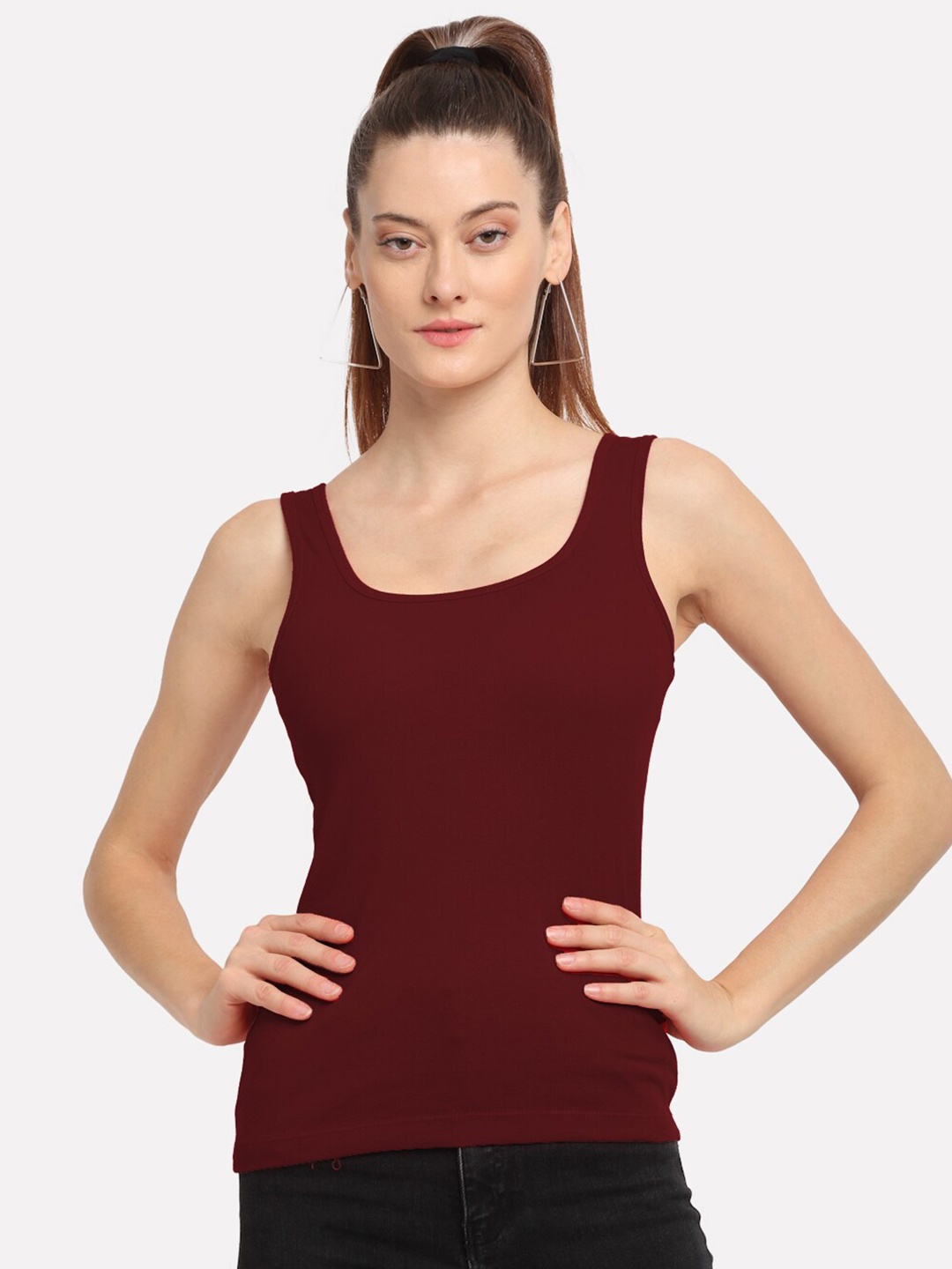 

Friskers Maroon Tank Cotton Top