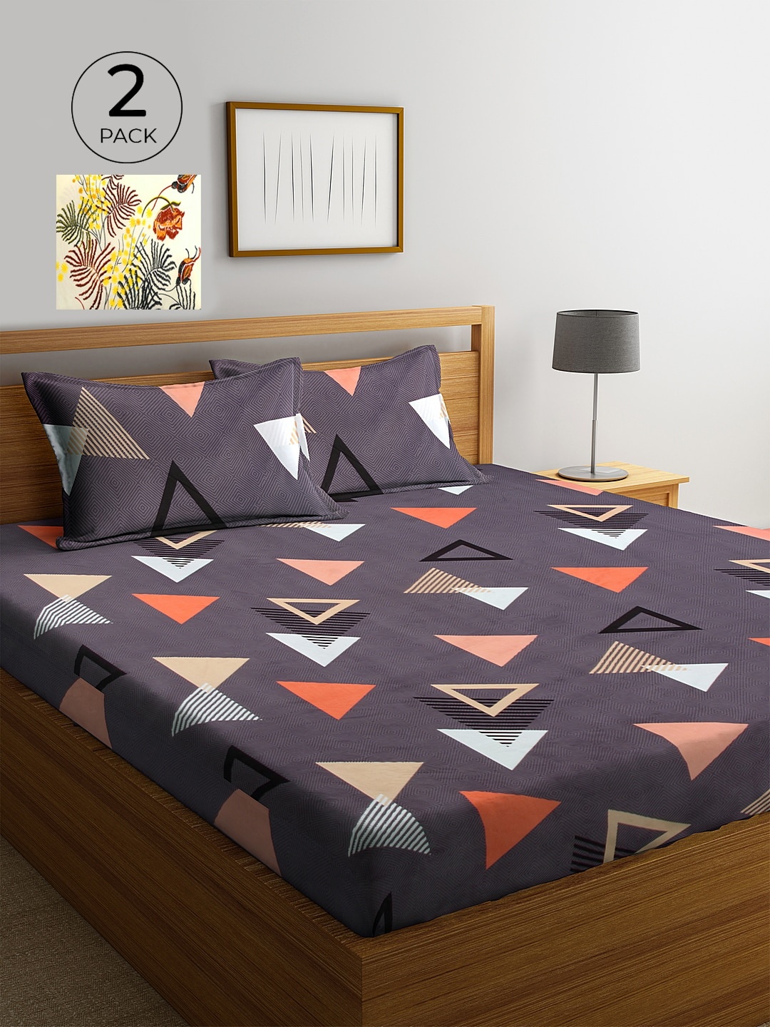 

KLOTTHE 210 TC 2 King Bedsheet with 4 Pillow Covers, Grey