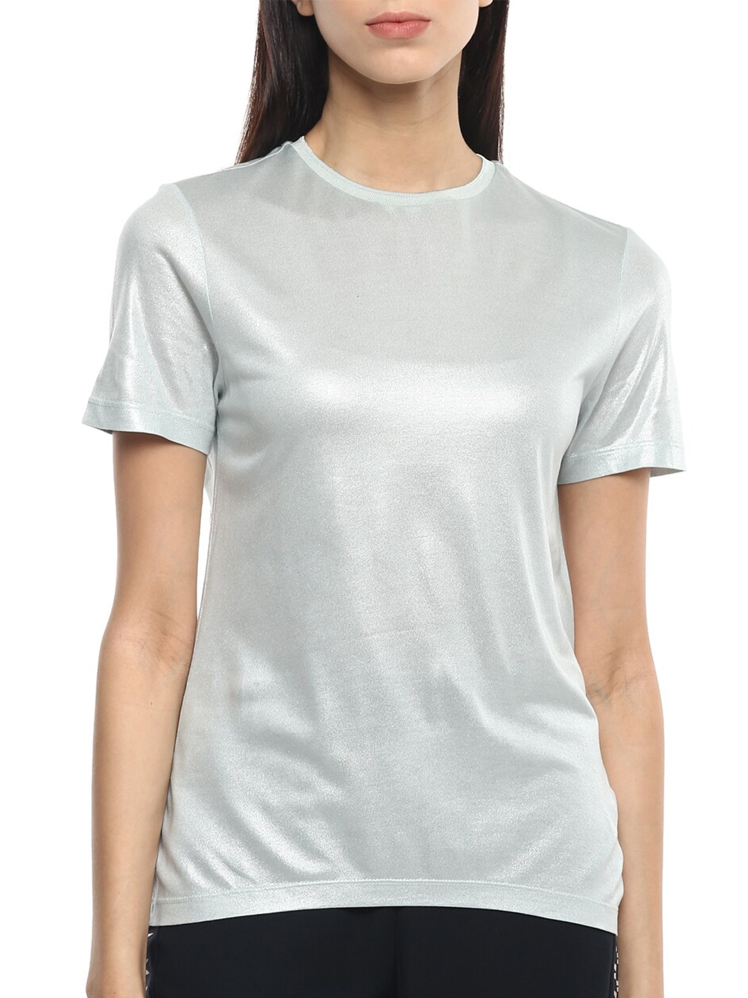 

Ted Baker Women Green V-Neck Applique T-shirt