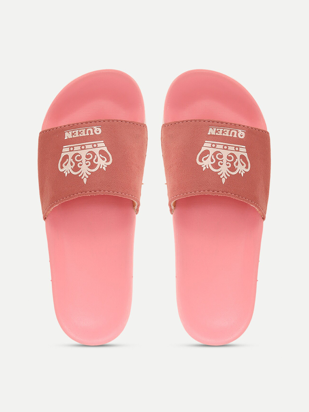 

FREECO Women Pink & White Printed Sliders