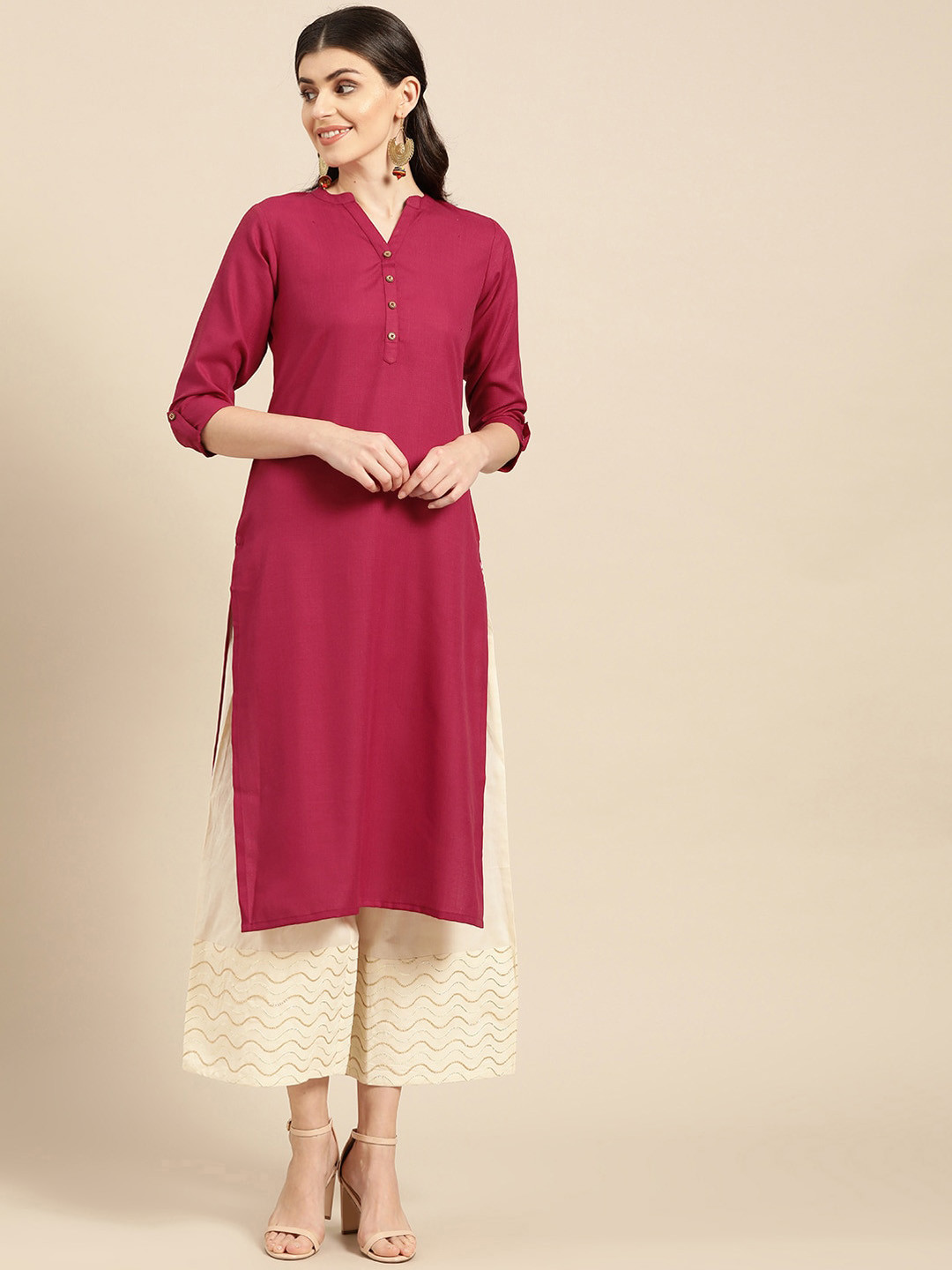

Varanga Women Maroon Thread Work Kurta