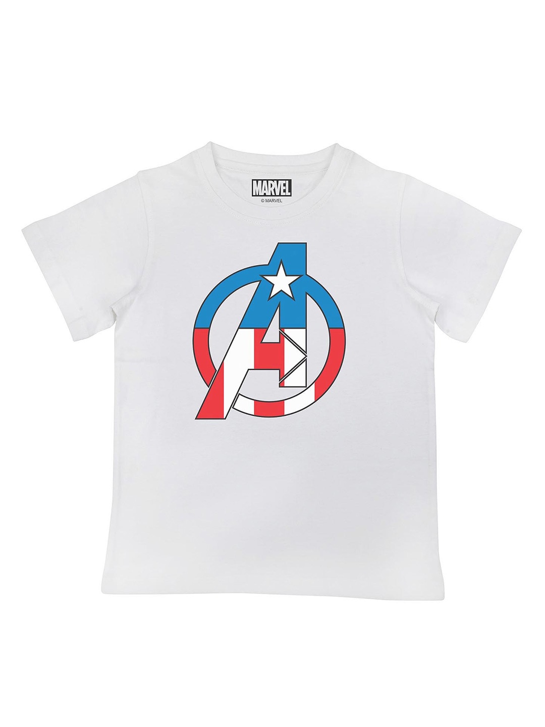 Marvel by Wear Your Mind Boys White & Red Captain America Printed T-shirt