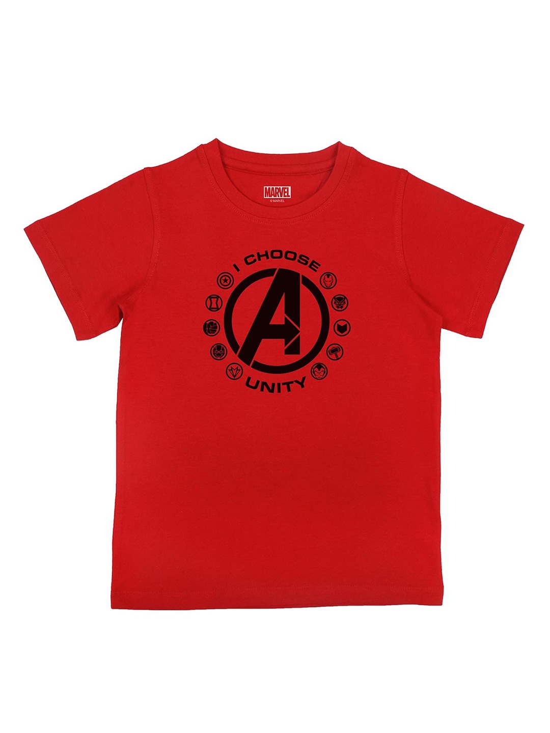 

Marvel by Wear Your Mind Boys Red Typography Printed T-shirt