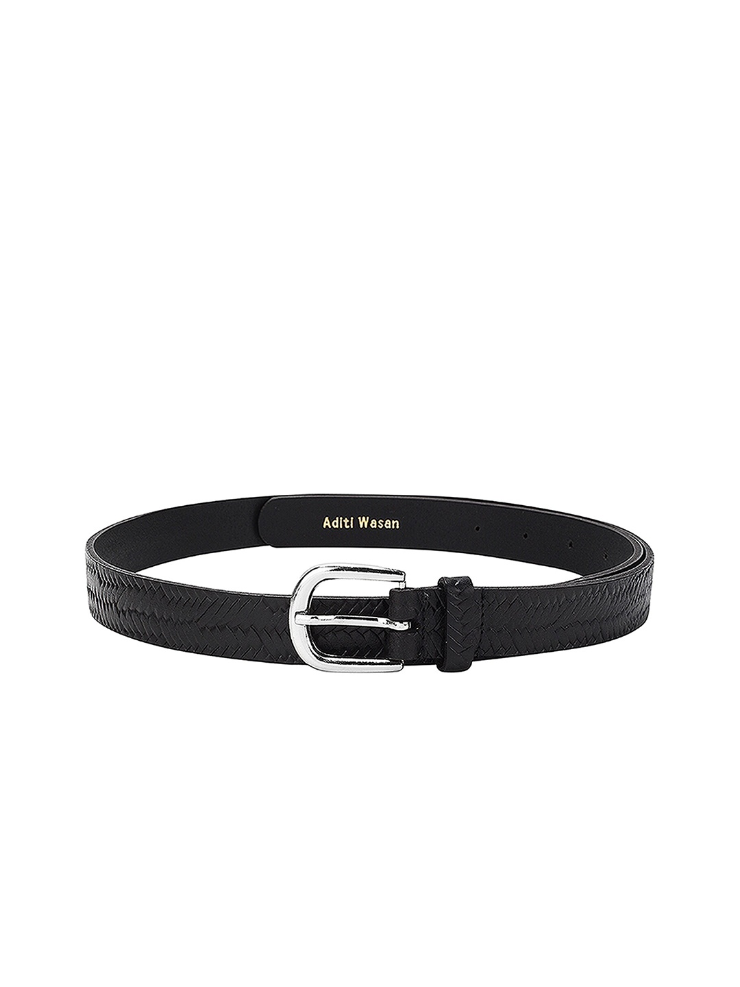 

Aditi Wasan Women Black Textured Leather Belt
