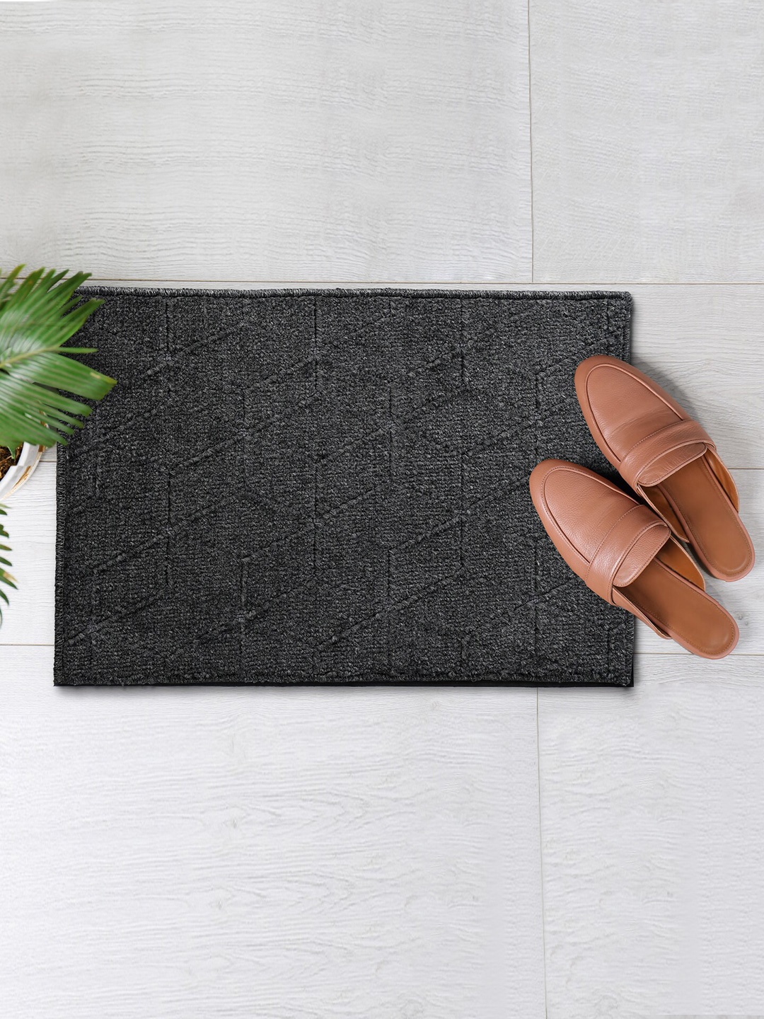 Saral Home Grey Solid Anti-Skid Cotton Doormat