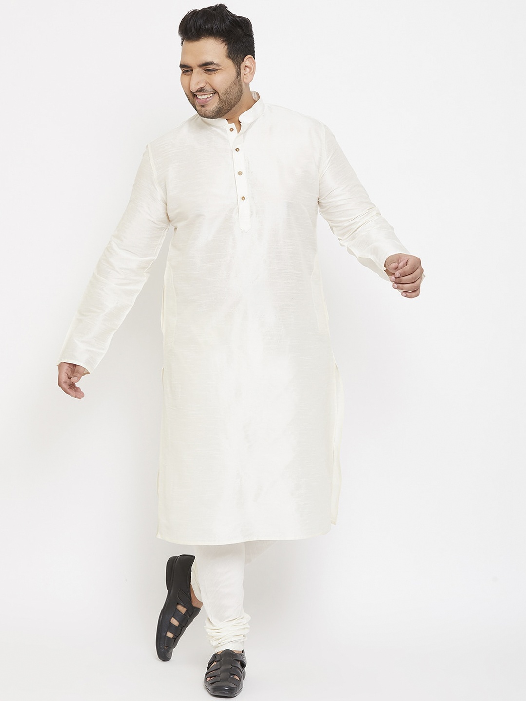 VASTRAMAY Men Cream Kurta with Churidar