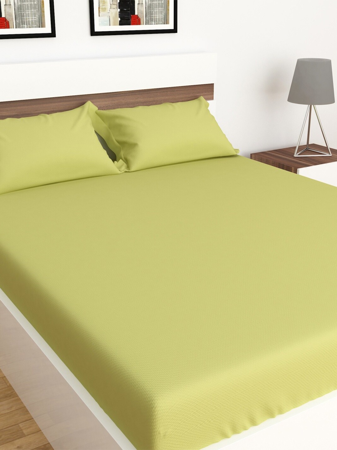 

Home Centre Olive 150 TC King Bedsheet with 2 Pillow Covers