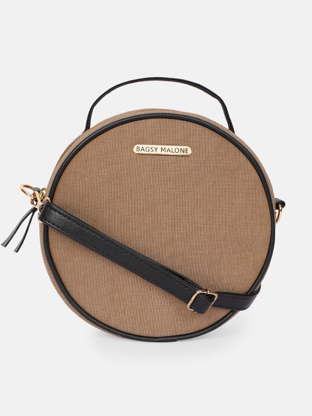 

Bagsy Malone Khaki Half Moon Handheld Bag with Applique