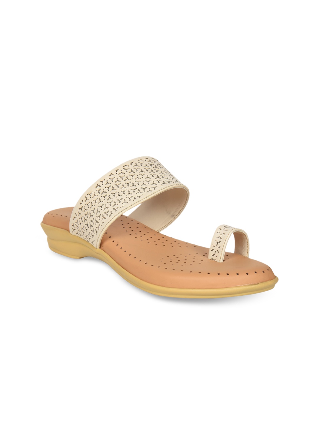 

Ajanta Cream Textured Wedge Sandals with Laser Cuts