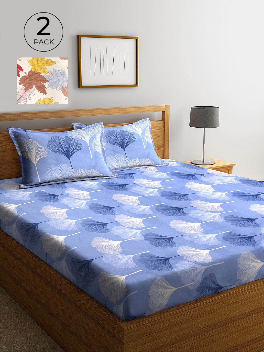 

KLOTTHE Set of Floral 210 TC 2 King Bedsheet with 4 Pillow Covers, White