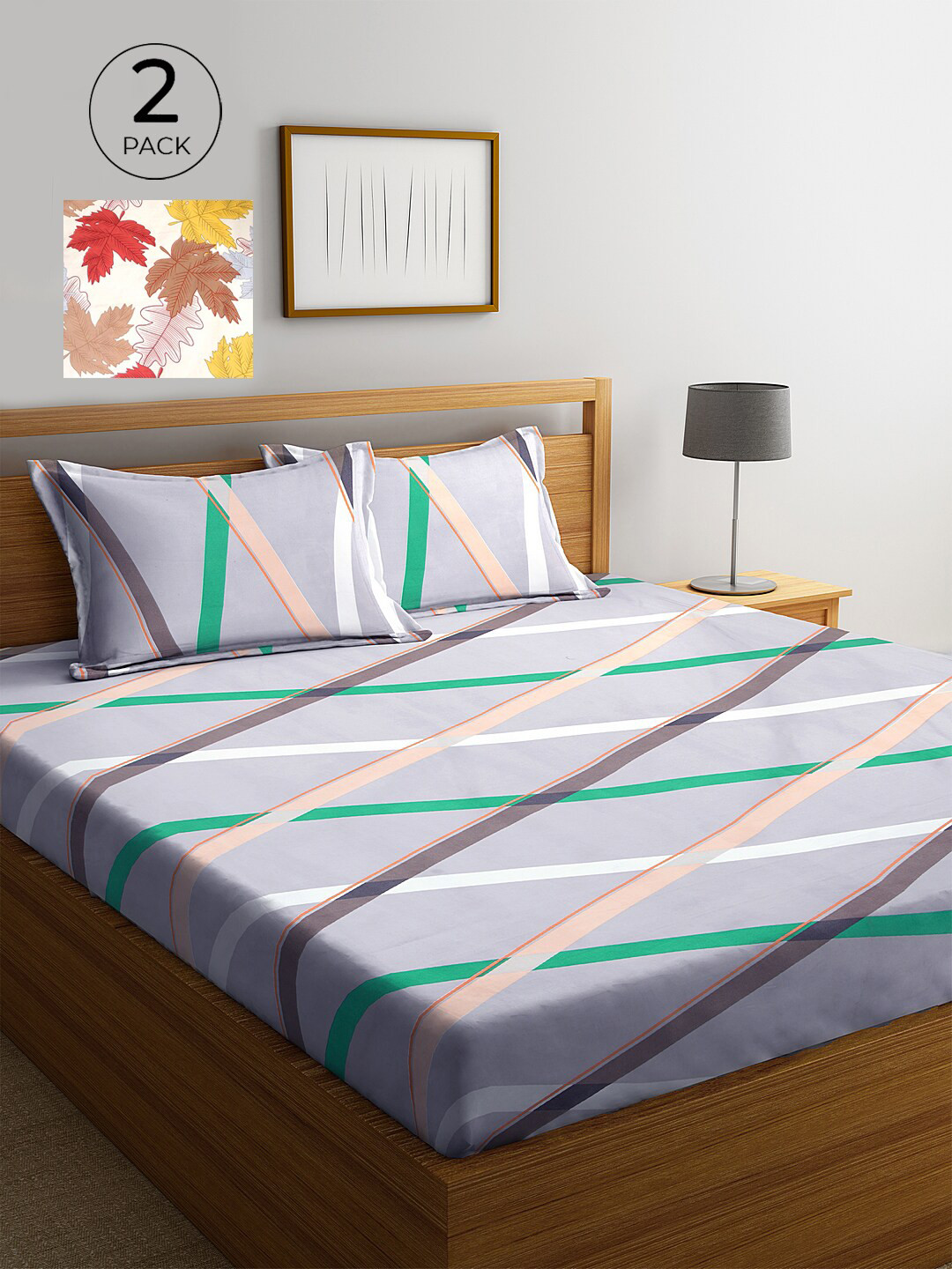 

KLOTTHE Multicoloured Geometric 210 TC 2 King Bedsheet with 4 Pillow Covers, Multi