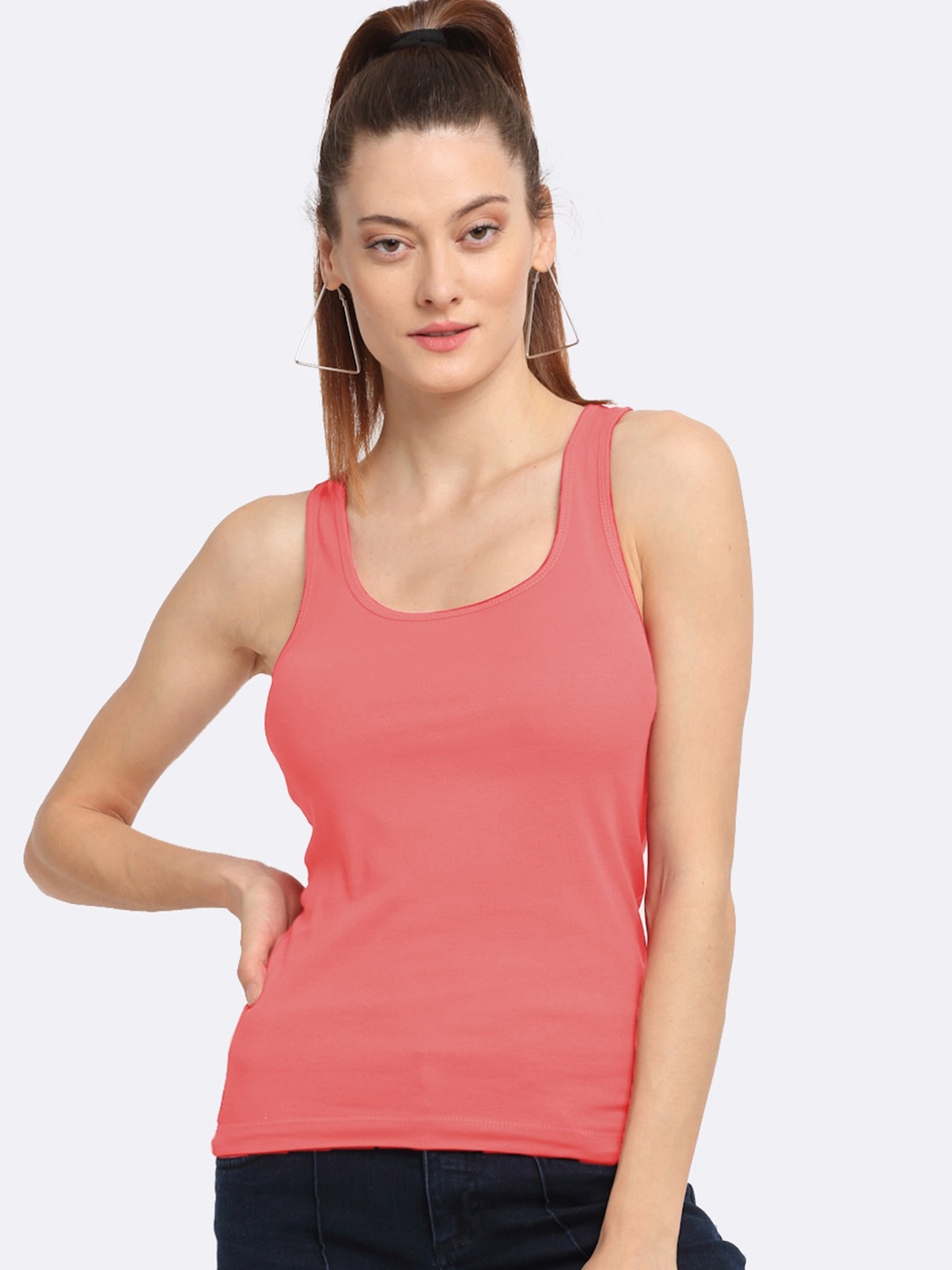 

Friskers Pink Solid Tank Top