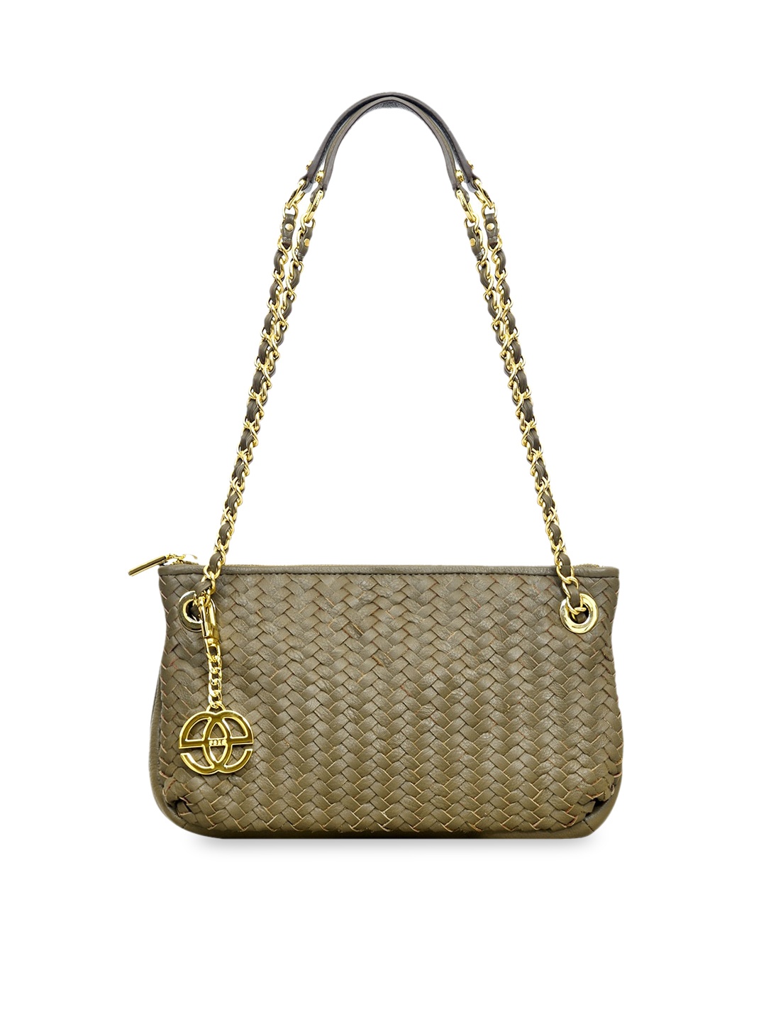 Eske Women Taupe Leather Structured Shoulder Bag